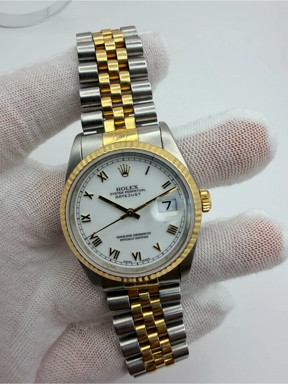 Rolex Two-Tone Gold and Silver Datejust with White Dial